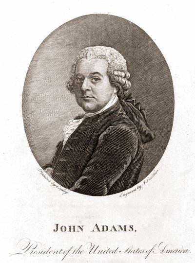 John Adams (1735 - 1826), az Egyesült Államok második elnökének (1797 - 1801) portréja. Gravírozás sd. 19. század. alkotó: Unknown artist