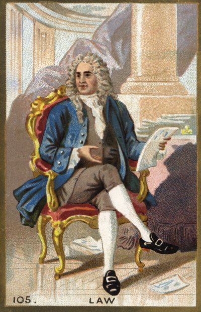 John Law (1671-1729), skót pénzember portréja. 19. századi kromolitográfia. alkotó: Unknown artist