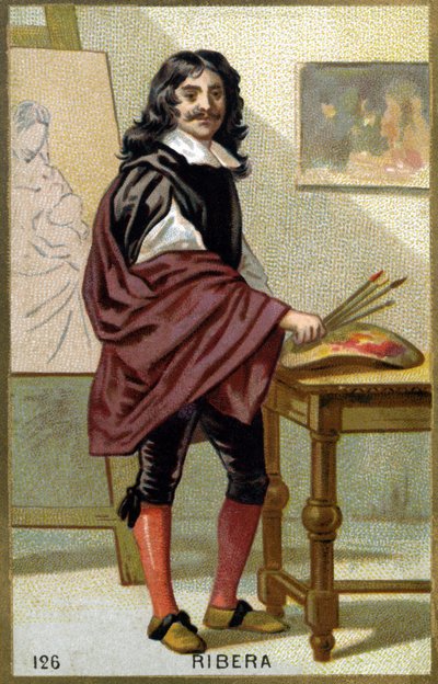 Jose de Ribera dit il Spagnoletto „” a spanyol”” (1591-1652), spanyol festő és metsző portréja – A XIX. századi kromolitográfiája alkotó: Unknown artist