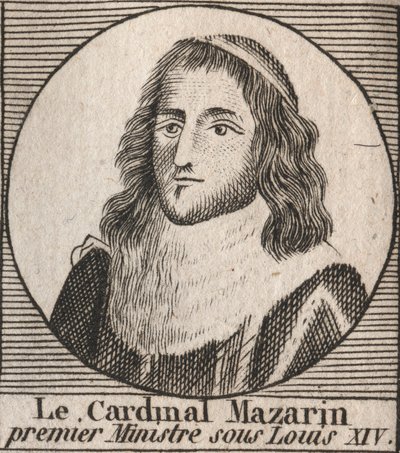 Jules Mazarin (1602-1661), Mazarin bíborosként, XIV. Lajos miniszterelnökeként ismert portré – Mazarin bíboros XIV. Lajos főminisztereként szolgált – metszet a Charles Constant Le Tellier 1821-es „Instruction sur l