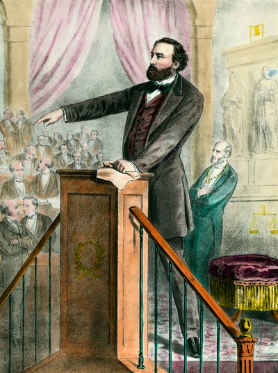 Leon Gambetta (1838 - 1882) portréja a galériában. századi metszet. Coll. Megy. alkotó: Unknown artist