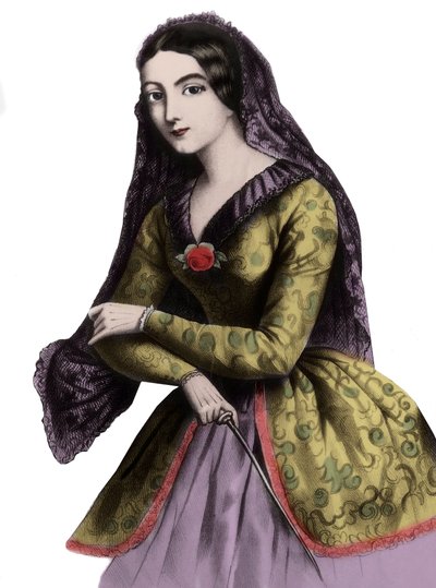 Lola Montez (1821-1861) portréja (Marie Dolores Eliza Rosanna Gilbert), egzotikus táncosnő és udvarhölgy, akit I. Lajos bajeri király szeretőjeként ismertek. alkotó: Unknown artist