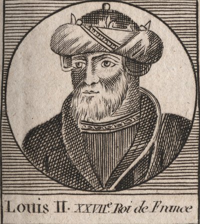 II. Lajos Bége vagy Faineant (846-879), frankkirály portréja – II. Lajos, a dadogó 848-879 – metszet az „Instruction sur l