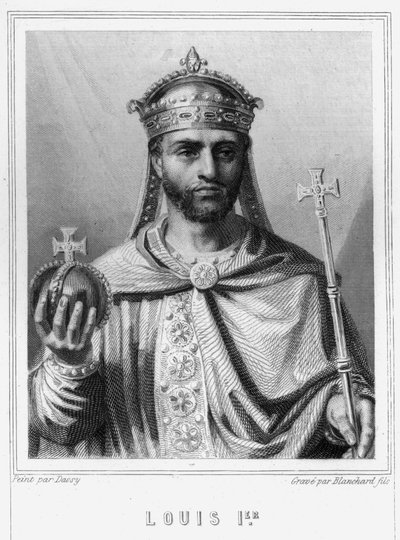 I. Lajos Jámbor vagy Debonnaire (778 - 840), Nyugat császárának portréja - Lavallée „Histoire des Français”-jában, metszet, sd. alkotó: Unknown artist