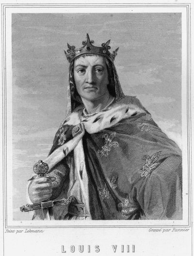 VIII. Lajos (1187 - 1226), francia király portréja - Lavallée „Histoire des Français”-jában, metszet, sd. alkotó: Unknown artist