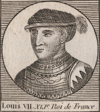 VII. Lajos dit le Jeune (1120-1180), a frank király 1137 és 1180 között – VII. Lajos (az ifjabbnak vagy ifjabbnak) frankok királyának portréja – metszet Charles „Instruction sur l
