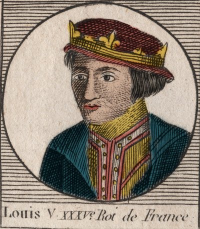 Louis V le Faineant (967-987), francia király portréja - V. Lajos, Indolens (967-987) - metszet az „Instruction sur l’Histoire de France” című könyvéből, Charles Constant Le Tellier 1821-ben alkotó: Unknown artist