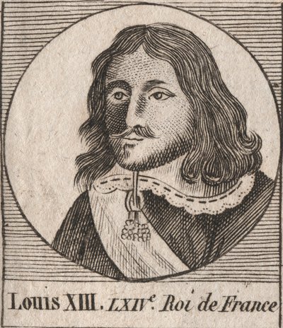 Lajos, az Igazságos (1601-1643) francia király portréja – XIII. Lajos francia király 1610-től 1643-ig – metszet az „Instruction sur l