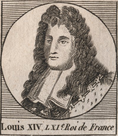 XIV. Lajos (1638-1715), dit Nagy Lajos vagy Solei király, francia király portréja – XIV. Lajos, Nagy Lajos vagy a Napkirály néven ismert – metszet Charles Constant „Instruction sur l