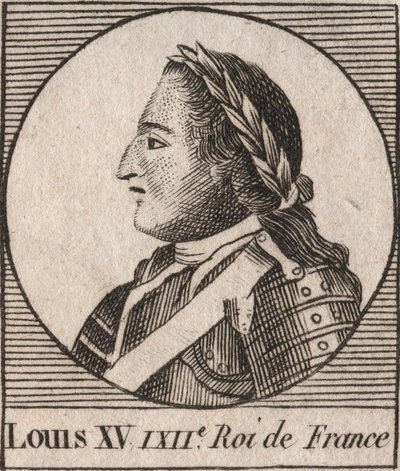 XV. Lajos (1710-1774) portréja dit le Bien Aime, Franciaország királya 1715 és 1774 között – XV. Lajos, akit Louis the Well beloved, Franciaország királyaként ismernek – metszet Charles Constant „Instruction sur l