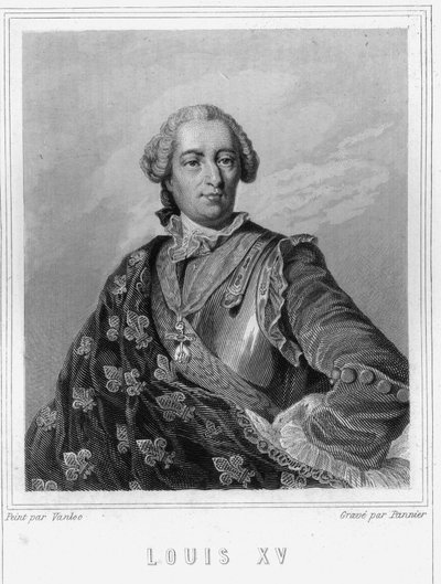 XV. Lajos (1710 - 1774), francia király portréja - Lavallée „Histoire des Français”-jában, metszet, sd. alkotó: Unknown artist