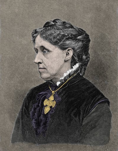 Louisa May Alcott (1832-1888) amerikai regényíró portréja. 19. századi színes metszet. alkotó: Unknown artist