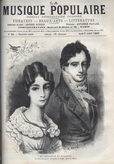Madame Gavaudan és Elleviou portréja. Alexandrine Marie Agathe Gavaudan Ducamel (Alexandrine-Marie-Agathe Gavaudan-Ducamel) (1781-1850) és Jean Elleviou (1769-1842), francia énekes, humorista és librettista a „Joseph”, ope két fő előadója. alkotó: Unknown artist