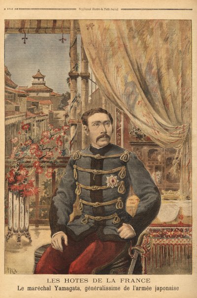 Marechal Yamagata Aritomo (1838-1922) japán katona és politikus portréja, ő irányította Japán első hadseregét a Kína elleni háborúban 1894-ben. Metszet a „Le petit journal”-ban, 1896.10.05. Selva gyűjteménye. alkotó: Unknown artist