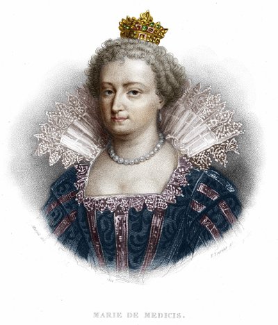 Medici Mária (1573 - 1642), IV. Henrik felesége és XIII. Lajos anyja portréja. Metszet 1836-ból alkotó: Unknown artist