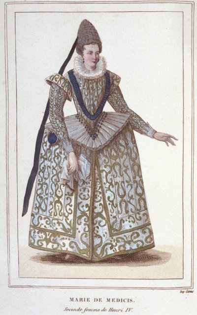 Medici Mária (1573 - 1642), IV. Henrik felesége és XIII. Lajos anyja portréja. Metszet 1830-ból alkotó: Unknown artist