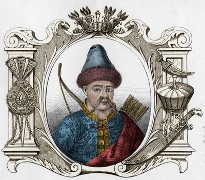 Timur (Tamerlane) mongol uralkodó portréja (1336-1405) - Tamerlan (1336-1405) (vagy Timur Lang, „Timur, a béna””) 1861-es metszet alkotó: Unknown artist