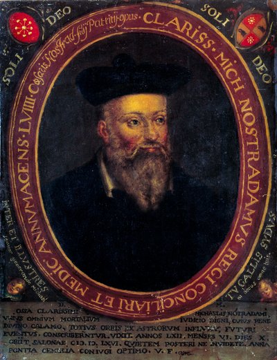 Nostradamus, Michel de Notre Dame (1503-1566) francia asztrológus és orvos portréja. Rézmetszet alkotó: Unknown artist