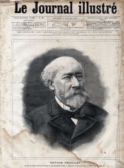 Octave Feuillet (1821-1890) francia regényíró, drámaíró és akadémikus portréja – Metszet az 1891-es „Le journal illustrious”-ban alkotó: Unknown artist