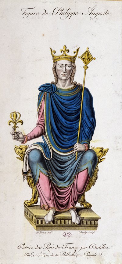 Fülöp Augustus portréja a trónján - egy 13. századi dokumentumból alkotó: Unknown artist