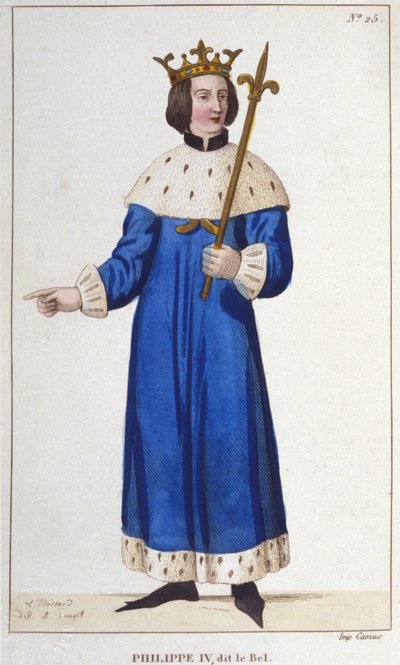 IV. Bél Fülöp (1268-1314), francia király portréja, metszet 1830-ból alkotó: Unknown artist