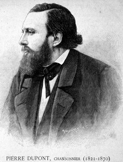 Pierre Dupont, Chansonnier (1821-1870) portréja – a „Les Contemporains” című kötetben, 19. század végén. alkotó: Unknown artist