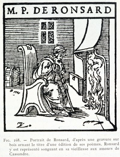 Pierre de Ronsard portréja Cassandre szerelmének régi gondolkodása - fametszet alkotó: Unknown artist