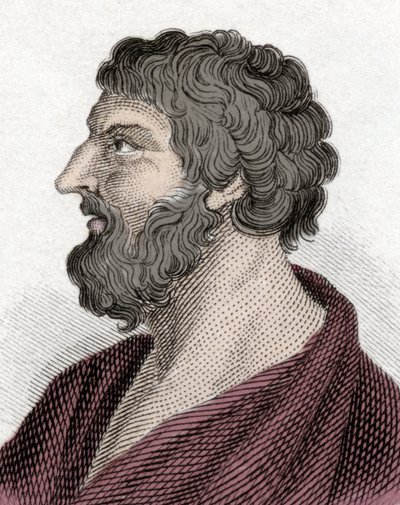 Mitilenéi Pittacos görög államférfi (Kr. e. 650-570) portréja (Mitilénei Pittacus). Metszet 19. század. alkotó: Unknown artist