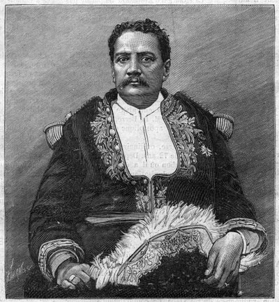 V. Pomare (1839-1891), Tahiti utolsó uralkodójának portréja - metszet alkotó: Unknown artist