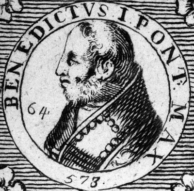 I. Benedek pápa portréja. Metszet a XIX. alkotó: Unknown artist