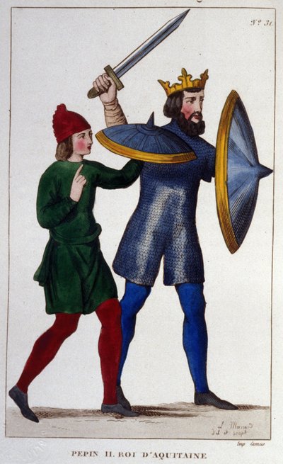 II. Pépin (823 - 864), Aquitánia királyának portréja. metszet 1830-ból. alkotó: Unknown artist