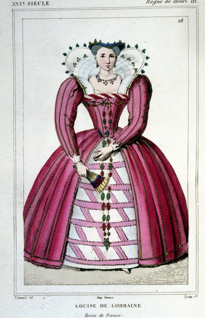 Lotharingiai Louise királynő (1553 - 1601), III. Henrik feleségének portréja. Metszet 1830-ból. alkotó: Unknown artist