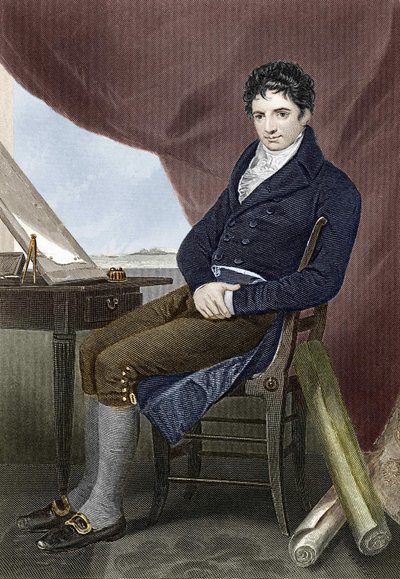 Robert Fulton (1765-1815), amerikai hajóépítő szerelő (Nautilus) portréja. századi metszet. alkotó: Unknown artist
