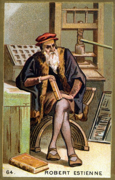 Robert I Estienne (1498-1559) humanista, kiadó és nyomdász portréja. századi kromolitográfiája. alkotó: Unknown artist