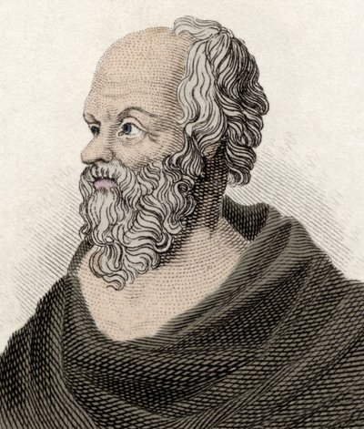 Szókratész (Kr. e. 470-399), görög filozófus portréja. 19. századi metszet. alkotó: Unknown artist