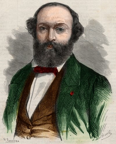 Theodore Rousseau (1812-1867) francia festő portréja. Metszet a „” The Illustrous Universe”-be” alkotó: Unknown artist