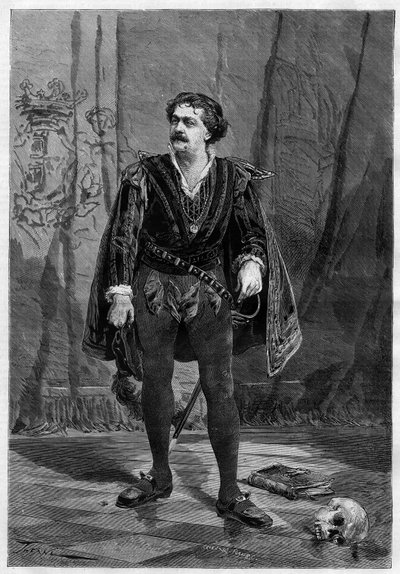 Ernesto Rossi színész portréja Hamlet szerepében William Shakespeare-től a párizsi Ventadour színházban 1875-ben. alkotó: Unknown artist