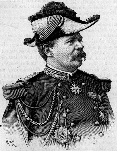 Francois Perrier (1833-1888) francia tábornok portréja. Metszet a „természetbe: áttekintés a tudományokról és alkalmazásukról a művészetben és az iparban” március 3. alkotó: Unknown artist