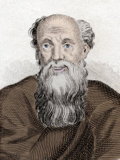 Démokritosz (Démokritosz) görög filozófus (460-370 Av JC), Abderai Demokritosz portréja. századi metszet. alkotó: Unknown artist