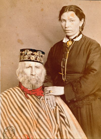 Portré az olasz hazafiról és a Risorgimento Giuseppe Garibaldi hőseiről (1807-1882) harmadik feleségével, Francesca Armosinóval alkotó: Unknown artist