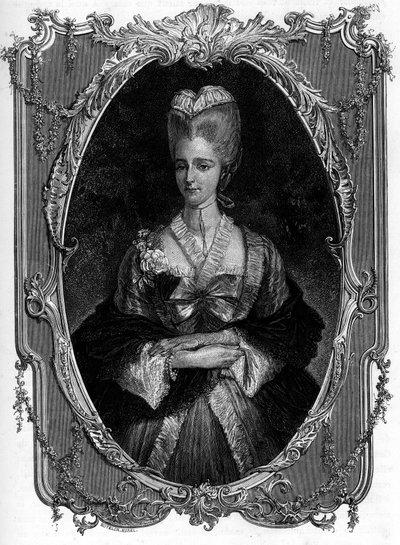 Boufflers márkiné, Marie Francoise Catherine de Beauvau Craon (1711-1787) portréja – Első íróink 1862-es metszete „A világ királynői” című művében – JGD Armandaud irányítása alatt jelent meg alkotó: Unknown artist