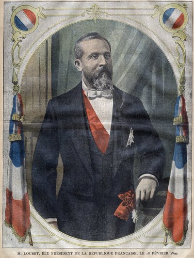 Emile Loubet (1838-1929) francia köztársasági elnök portréja – 1899-es metszet le-pelerinben alkotó: Unknown artist
