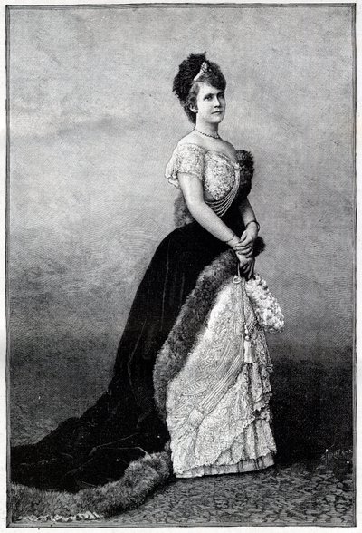 Erzsébet Pauline Románia királynőjének portréja, Ottilie Louise de Wied, Carmen Sylva (1843-1916), I. Károly király felesége - 1893-as metszet - Wiedi Erzsébet, Románia, 19. század vége-XX. század eleje - Erzsébet portréja ( 1843-1916), királynő alkotó: Unknown artist