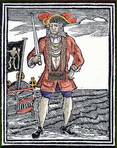 Bartholomew „Black Bart” Roberts kalóz portréja. alkotó: Unknown artist