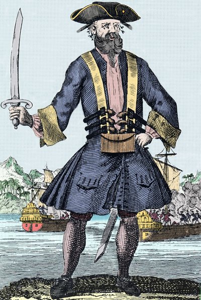 Edward Teach dit Barbenoire kalóz portréja (Feketeszakáll vagy Feketeszakáll alkotó: Unknown artist