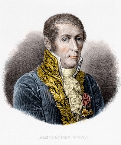 Alessandro (Alexandre) Volta portréja (1745 - 1827). Olasz fizikus, az elektromos akkumulátor feltalálója. 19. századi metszet alkotó: Unknown artist