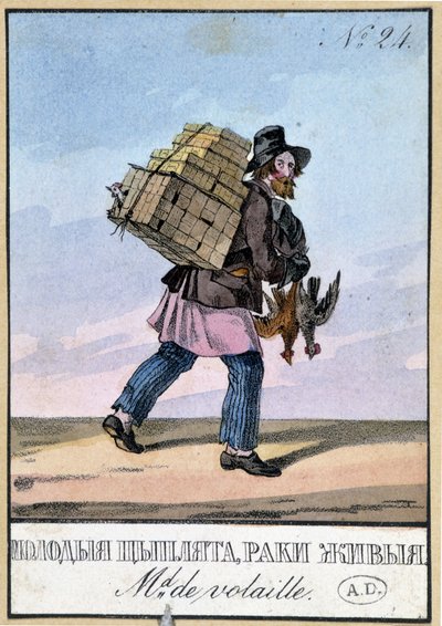 Baromfikereskedő - 19. századi metszet alkotó: Unknown artist