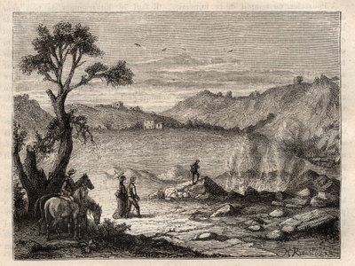 Pozzuoli Solfatara, Nápoly közelében - Solfatara de Pouzolles, Olaszország - metszet Louis Figuier „Les Merveilles de l