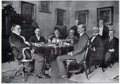 McKinley elnök és kabinetje a Fehér Házban alkotó: Unknown artist