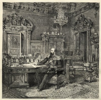 Sándor bolgár herceg (1857-1893), dolgozószobájában - Battenbergi Sándor - I. Sándor bolgár vagy Battenbergi Sándor (1857-1893) portréja a munkaszekrényében - 1886 - alkotó: Unknown artist